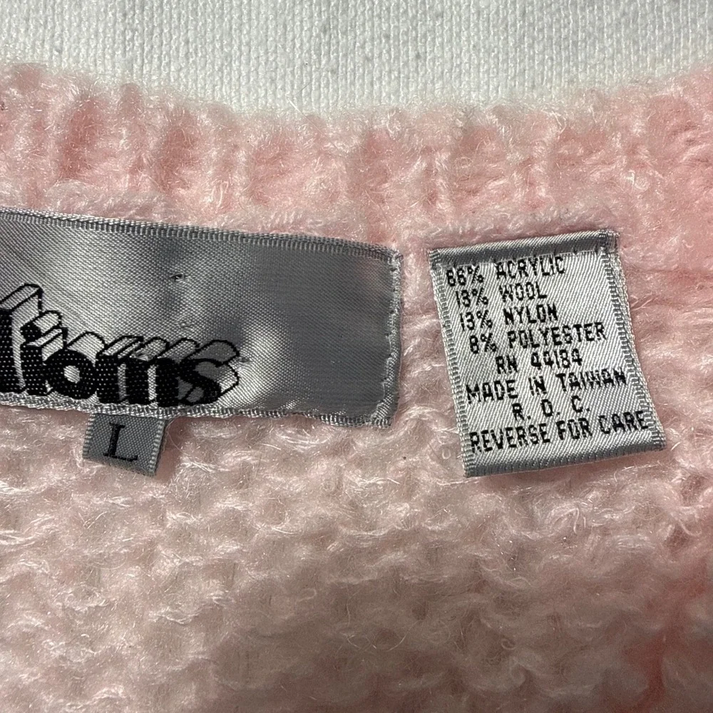 Idioms Vintage Pink Wrap Knit Sweater Vest Womens Large Wool Blend  V-Neck